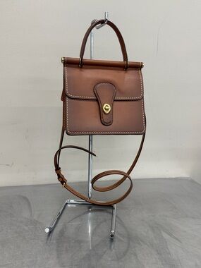 Brown Coach Willis Glovelesthered Top-Handle 18 Satchel with Crossbody Strap